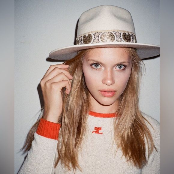 LACK OF COLOR LOC THE BEVERLY FEDORA BONE IVORY BROWN FRENCH VINTAGE RIBBON NWT - Picture 3 of 15